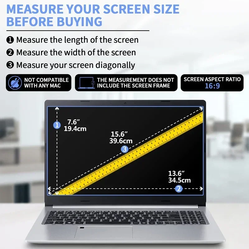 Notebook Screen Protector, Soft Film, Display Ratio 16:9, Fit para DELL, ASUS, Samsung, Lenovo, Toshiba Laptop, 15,6"