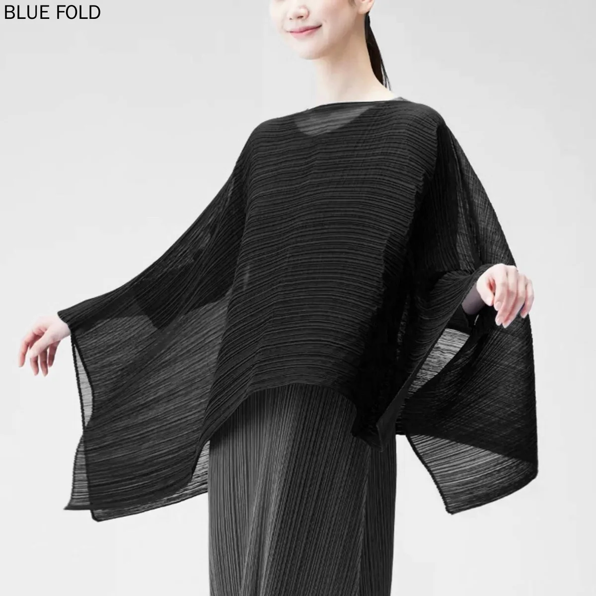 Miyake Basic Shawl Outer Cape Light Breathable Loose Fashionable Simple Versatile Sunscreen Shirt High-end Scarf PLEATS Shawl