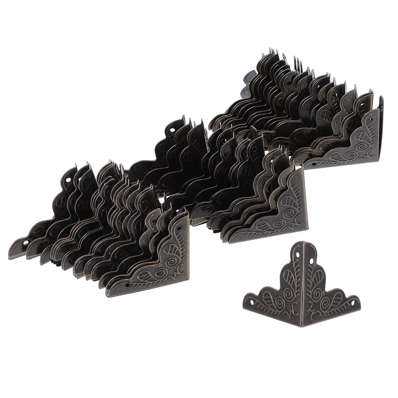48Pcs Decorative Corner Protectors Rustic Vintage Iron Metal Box Corners for Wooden Furniture Jewelry Cases Edge Guard Home