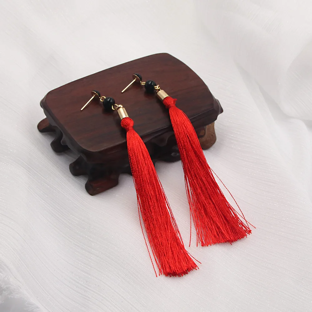 Anime VTuber Vox Akuma Cosplay Red Tassel Earrings For Women Men Props Jewelry Accessories