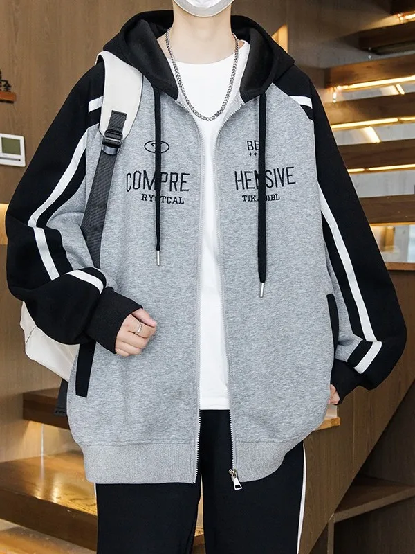 

Новая мужская свободная толстовка с капюшоном Long Sve, повседневная универсальная верхняя одежда, удобная дышащая куртка на молнии из полиэстера