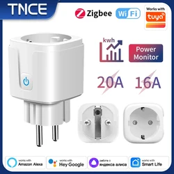 TNCE Tuya Wifi Plug 20A Smart Socket EU Power Monitor Remote Control switch Smart Life APP Works with Alexa Googl Home Alice
