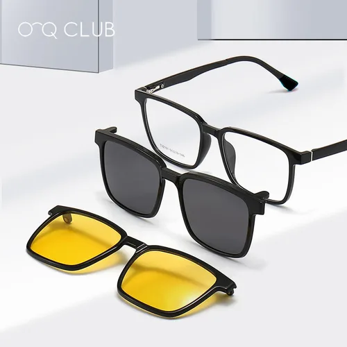 Imagen 2 del producto Gafas graduadas magnéticas abatibles con Clip para hombre y mujer, lentes de lectura polarizadas para miopía, visión nocturna, TR90, TJ2191