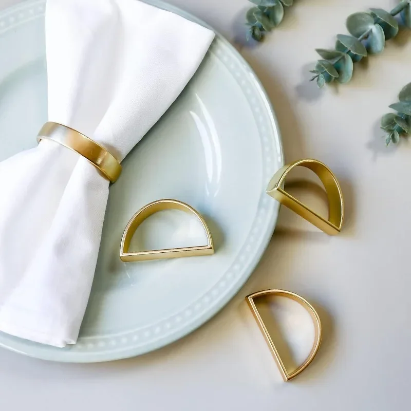 Cuff Brushed Gold Napkin Rings Holder Wedding Banquet Metallic Adornment Table Settings Glossy Serviette Buckles