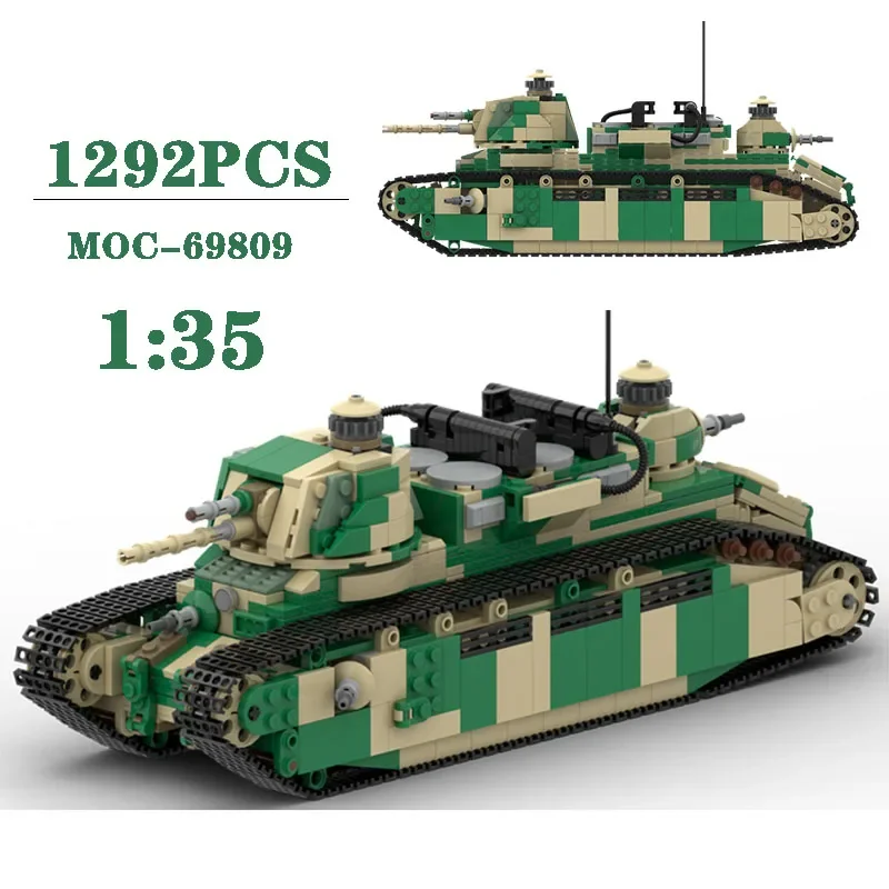 

Classic Customized MOC-69809 Tank Vehicle Splicing Block DIY Model 1292pcs Boy Puzzle Education Birthday Christmas Toy Gift