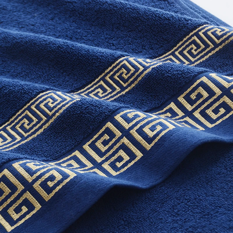 2pcs Black Cotton Towels Set 34x74cm 70x140cm Embroidered Quick-Dry Thickened Hotel Bathroom Towels for Daily Use Christmas Gift