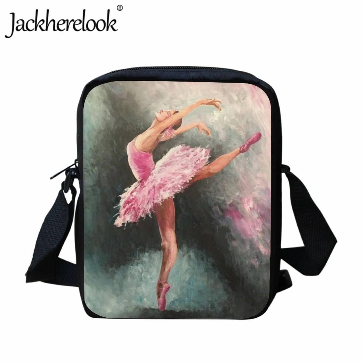 

Jackherelook Fashion New Ballerina Illustration Design Shoulder Bag for Kids Casual Travel Messenger Bag Child Girls Lunch Bag