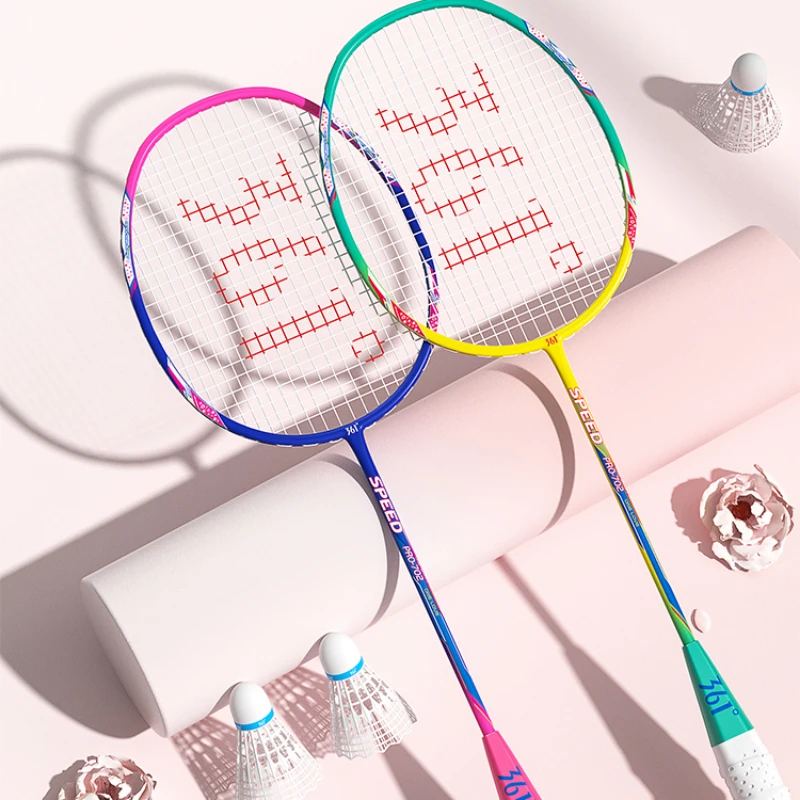 Ultra Light Carbon Beginner Specific Badminton Racket High Aesthetic Value Sturdy and Durable Single and Double Racket Set