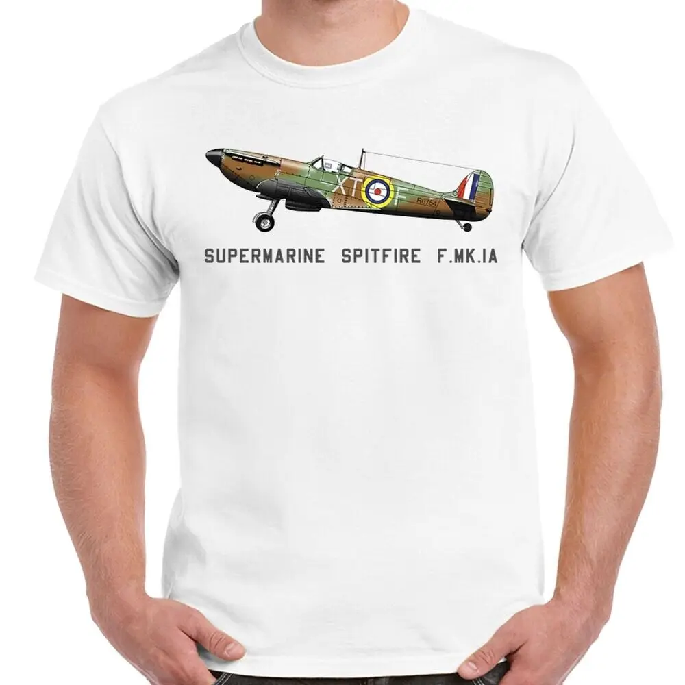 

Royal Air Force Supermarine Spitfire Fighter Aircraft T-Shirt Short Sleeve Casual 100% Cotton O-Neck Mens T-shirt Size S-3XL