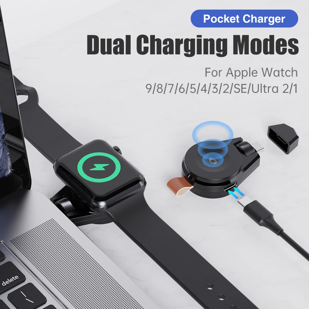 Magnetic Portable Watch Charger USB-C Fast Charging Magnetic Cordless Travel Charger For Apple Watch9/8/716/5/4/3/2/SE/Ultra 2/1