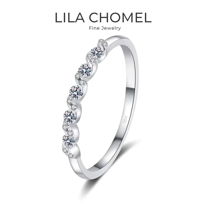 

Daughter Birthday Gift 18K White Gold Women Wedding Band 0.198CT Moissanite Diamond Girl Friend PT950 Platinum Valentine's Day