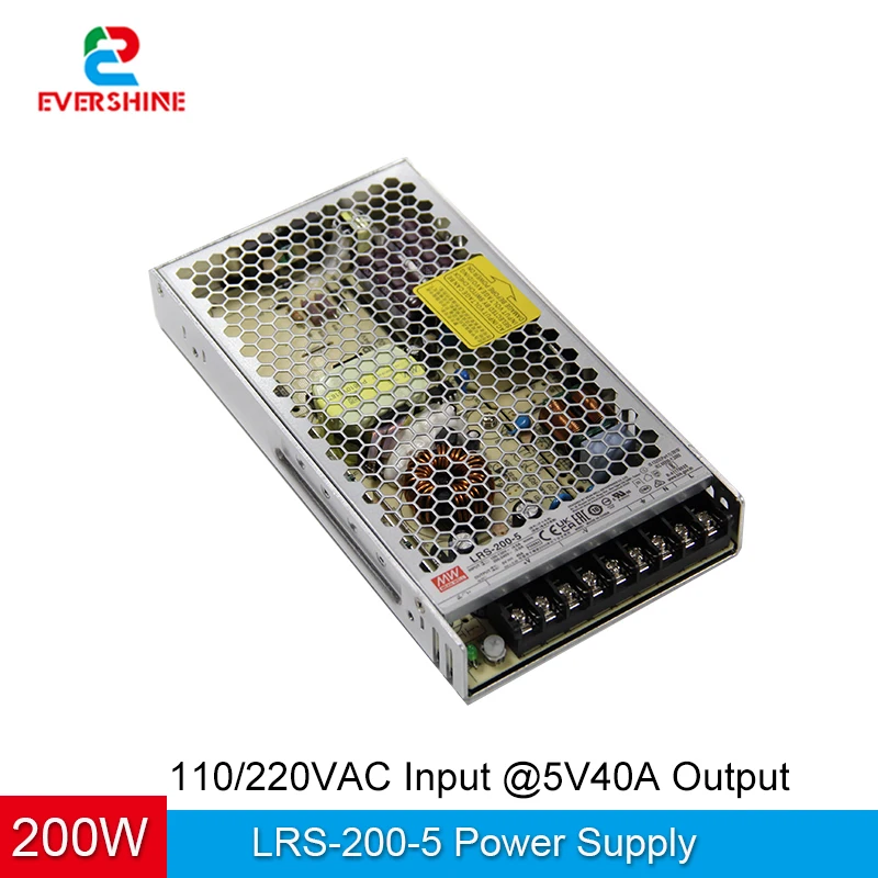 LRS-200-5 5V/40A/200W meanwell switch mode led power supply,UL Listed Mean well power supply ,LED screen ,ultra slim driver