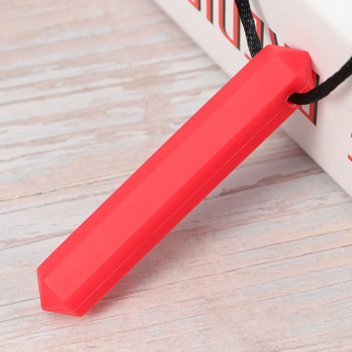 

1Pcs Baby Silicone Teether Necklace Pendant Safe Durable Infant Molar Rod Chew Red Rope 80cm Relief Gum Massage