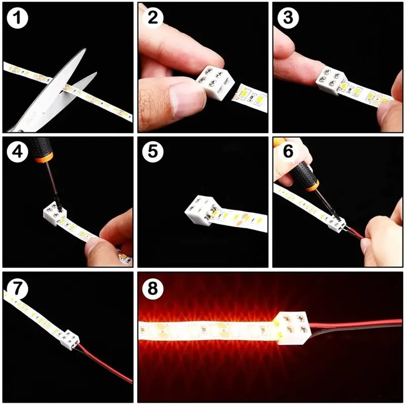 Professional Grade Wire Strip Connectors 25 Pack Led Tape Light Terminal 2 Pin 8Mm Tighten Screws Screwdriver Included