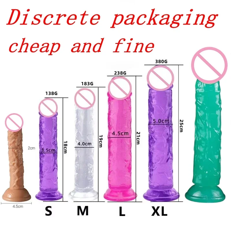 Cheap Women Erotic Anal 5 Colors Big Transparent Dildo Suction Cup Jelly Dick Sex Toys Soft Clitori Vaginal Masturbators Penis