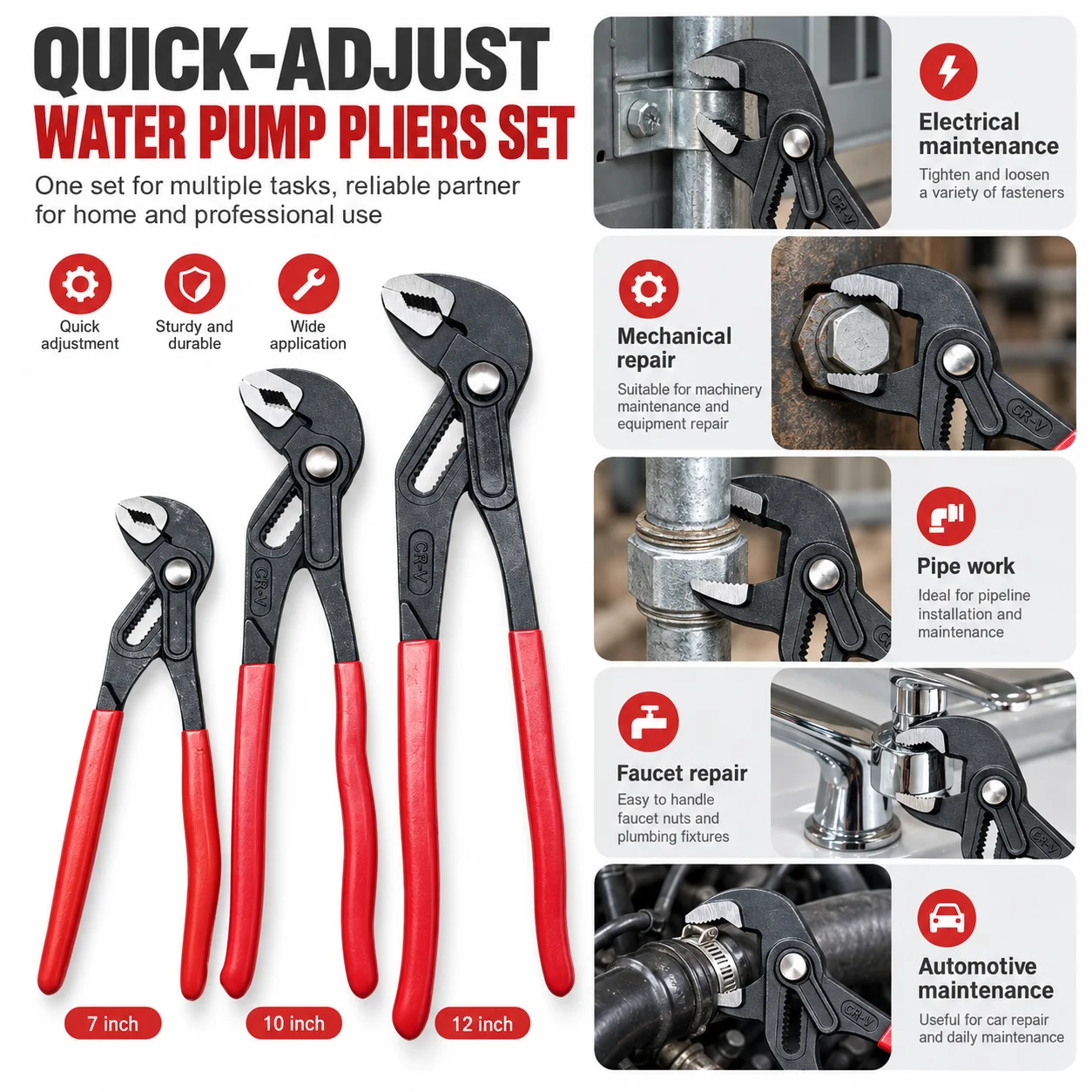 Pump Abi for Cutting Soler Plumbing Adjustable Pliers Clamp Conditioning Household Wrench Pipe Water Flare Hand Lug Steels Tool