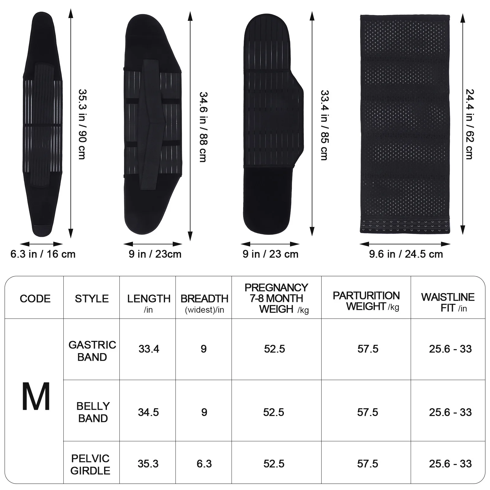 1 Set Postpartum Belly Band 3-In-1 Waist Support Wrap Abdominal Compression Recovery Hook-And-Loop Closure Female Waist Trimmer