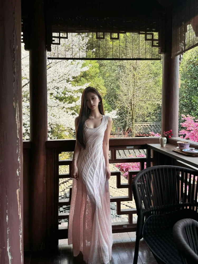 

Элегантное длинное платье-ципао с U-образным вырезом и принтом «Розовое кружево Сакура», приталенное, миди, для женщин, винтажное, повседневное