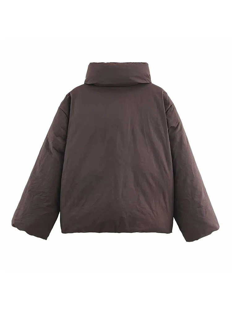 여성용 신상 가을 겨울 패딩 코트 커피 브라운 레이스업 스탠드 칼라 재킷 여성 패션 우아한 캐주얼 다용도 재킷