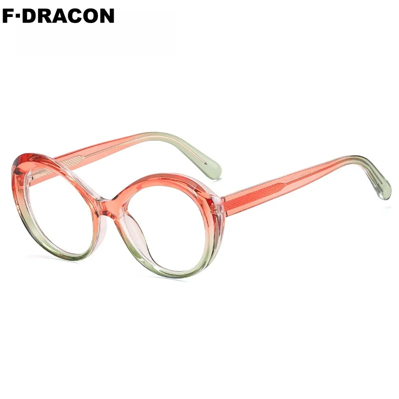F·DRACON New TR90 Eyeframe Ultra Light Round Women's Eyeframe Multi Color Anti Blue Light Optical Prescription Frame 82100