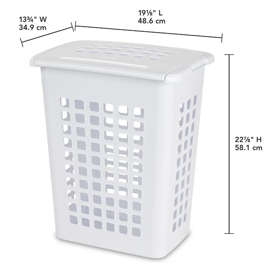 LiftTop Laundry Hamper Plastic Jumbo Size with Lid and Carry Handles White Pack of 4