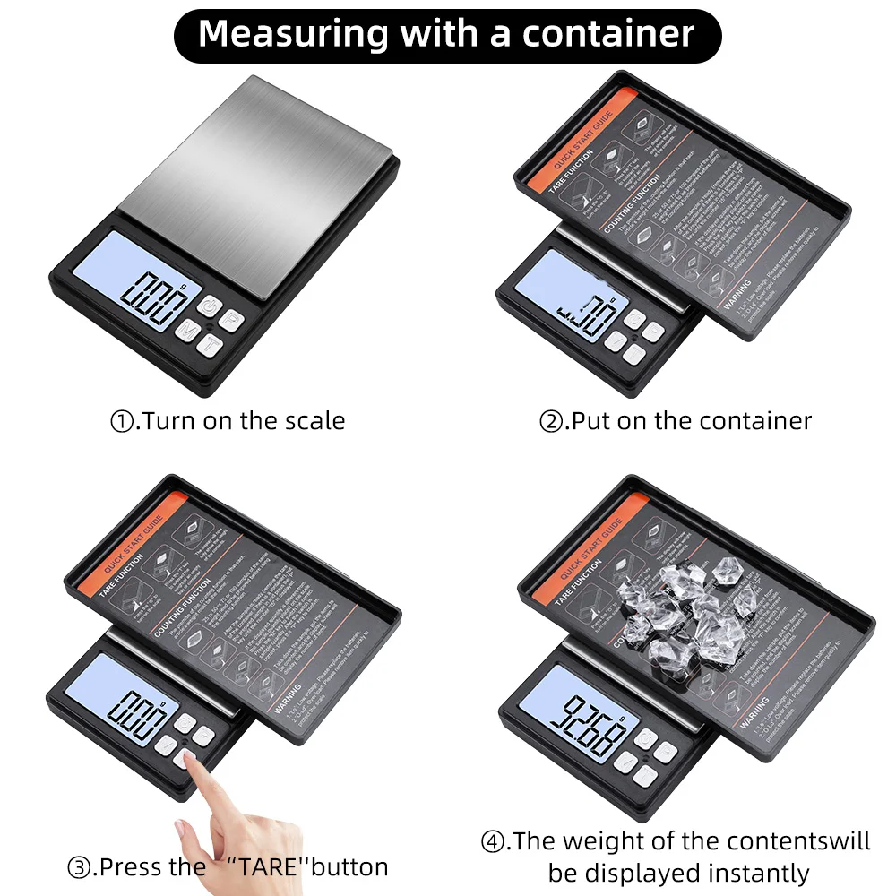 FODWET Mini Digital Pocket Scale 0.01g‑500g High‑Accuracy Jewelry Weighing Scale, Batteries Not Included