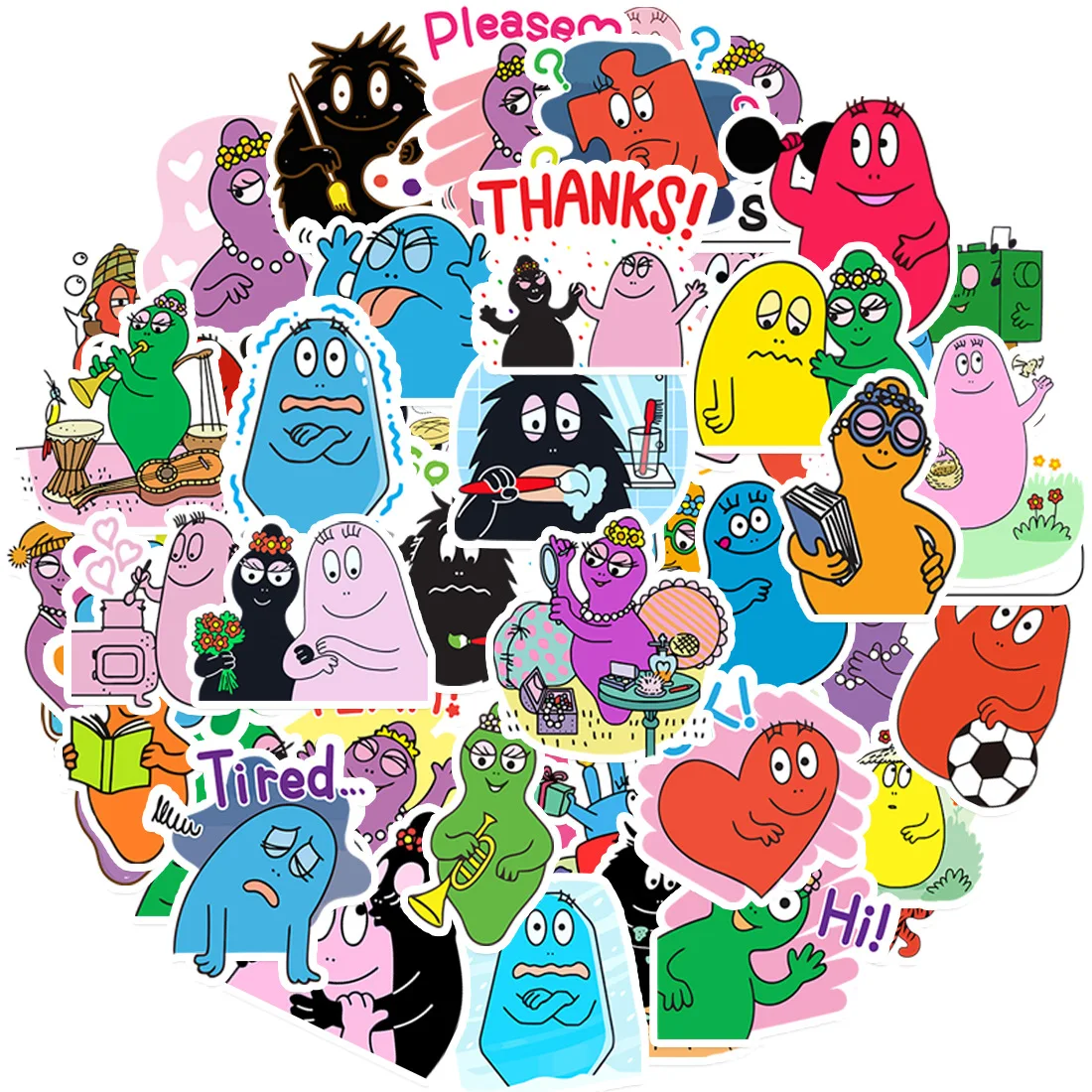 

10/30/50PCS Les Barbapapa Cartoon Sticker DIY Phone Laptop Luggage Skateboard Graffiti Decals Fun for Kid Toys