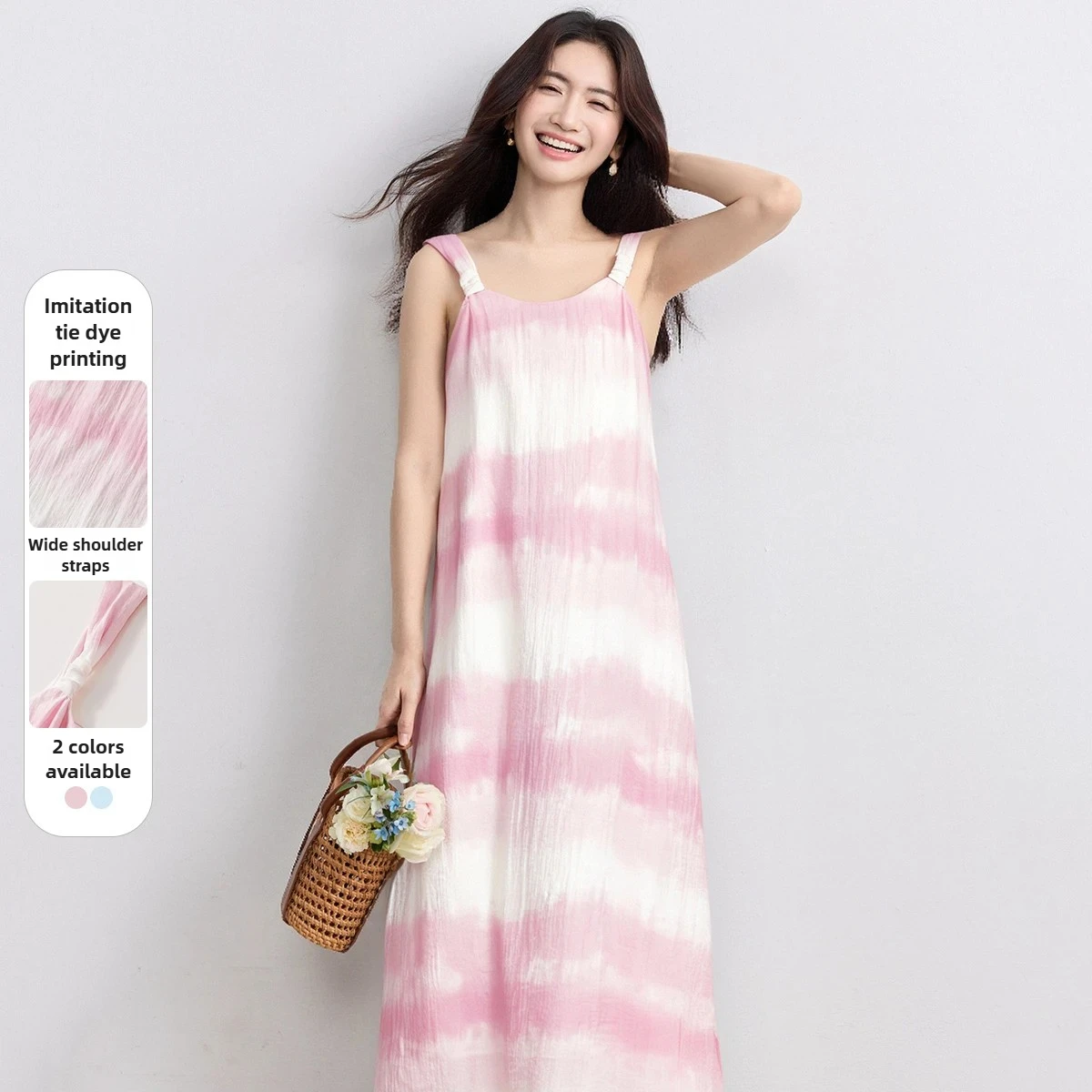 

SENTUBILA Holiday Tie-dye Slip Dress for Woman 2025 Autumn Fashion Casual Ombre Dresses Sleeveless Women's Clothing 151L57656