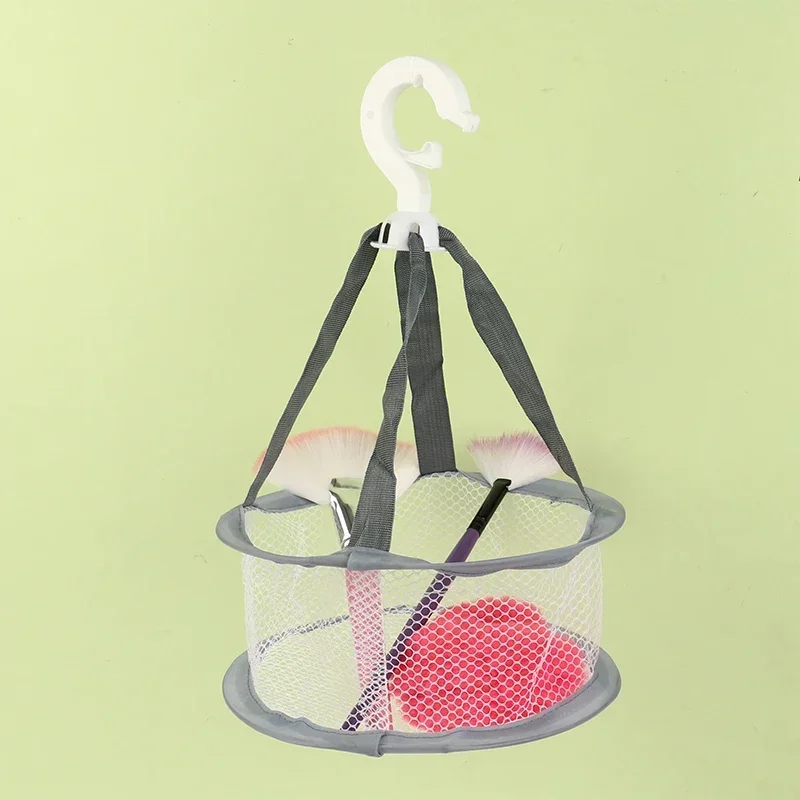 Filet de séchage d'œufs de maquillage, mini panier suspendu, panier de séchage d'éponge bouffante de poudre, support de séchage de brosse de maquillage, organisateur de sac en filet d'éponge