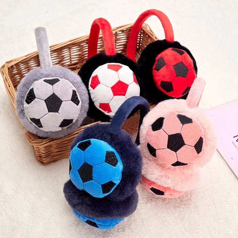 Football Soccer Earmuffs Kids Winter Plush Earmuff Boy Girls Plush Warm for Over 4 Years Old Children Man Soft Ear Headphone