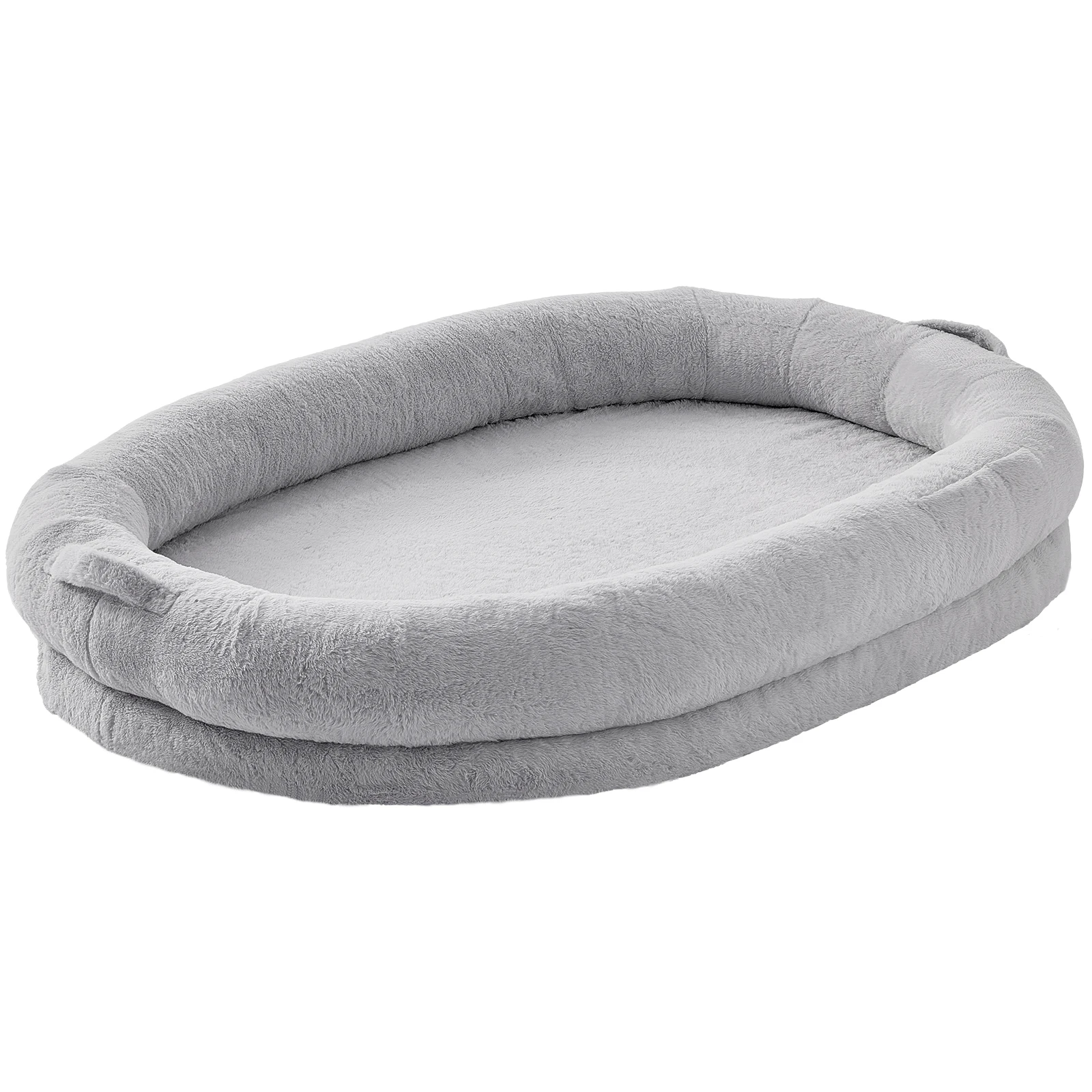 

VEVOR Human Dog Bed Human Dog Bed for Adult Human Size Dog Bed with Washable Faux Rabbit Fur Cover Egg Orthopedic Foam Grey