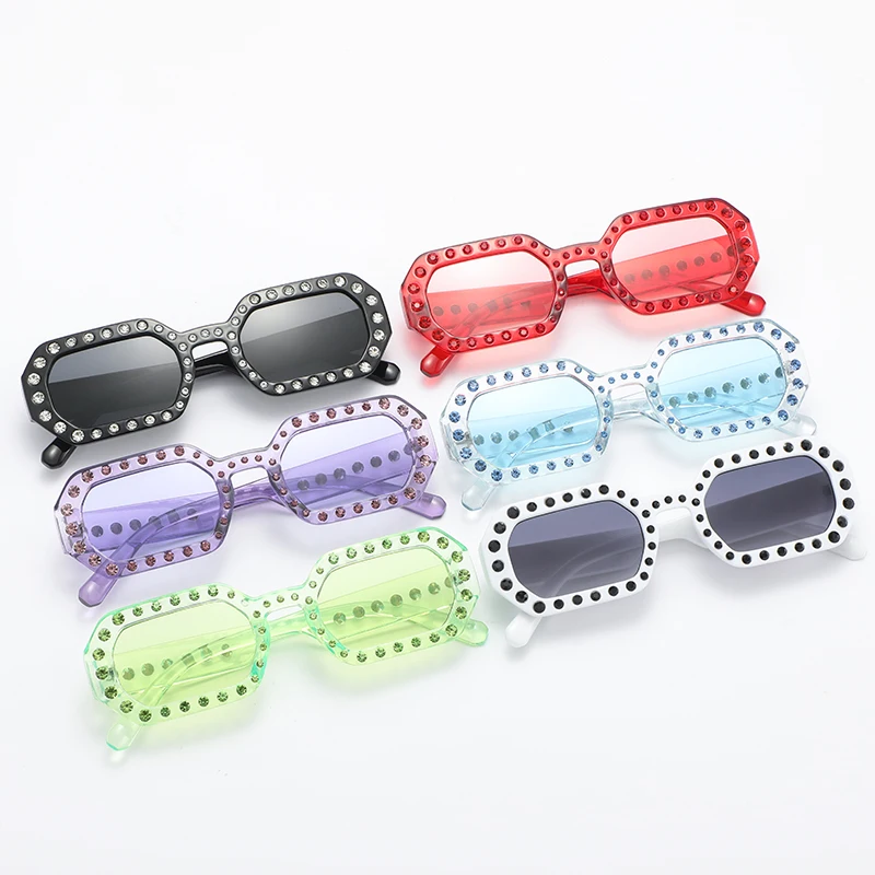 Cycling New Fashion Trend Rhinestone Glasses Personality Sun Glasses Female Ins Popular Colorful Eyewear For Women Men UV400