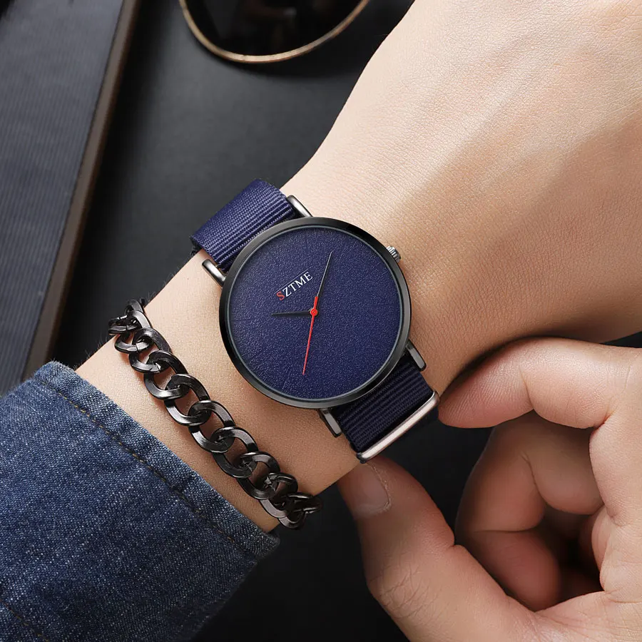 British fashion ultra-thin men\'s watch sports simple casual white nylon strap for men and women quartz watch