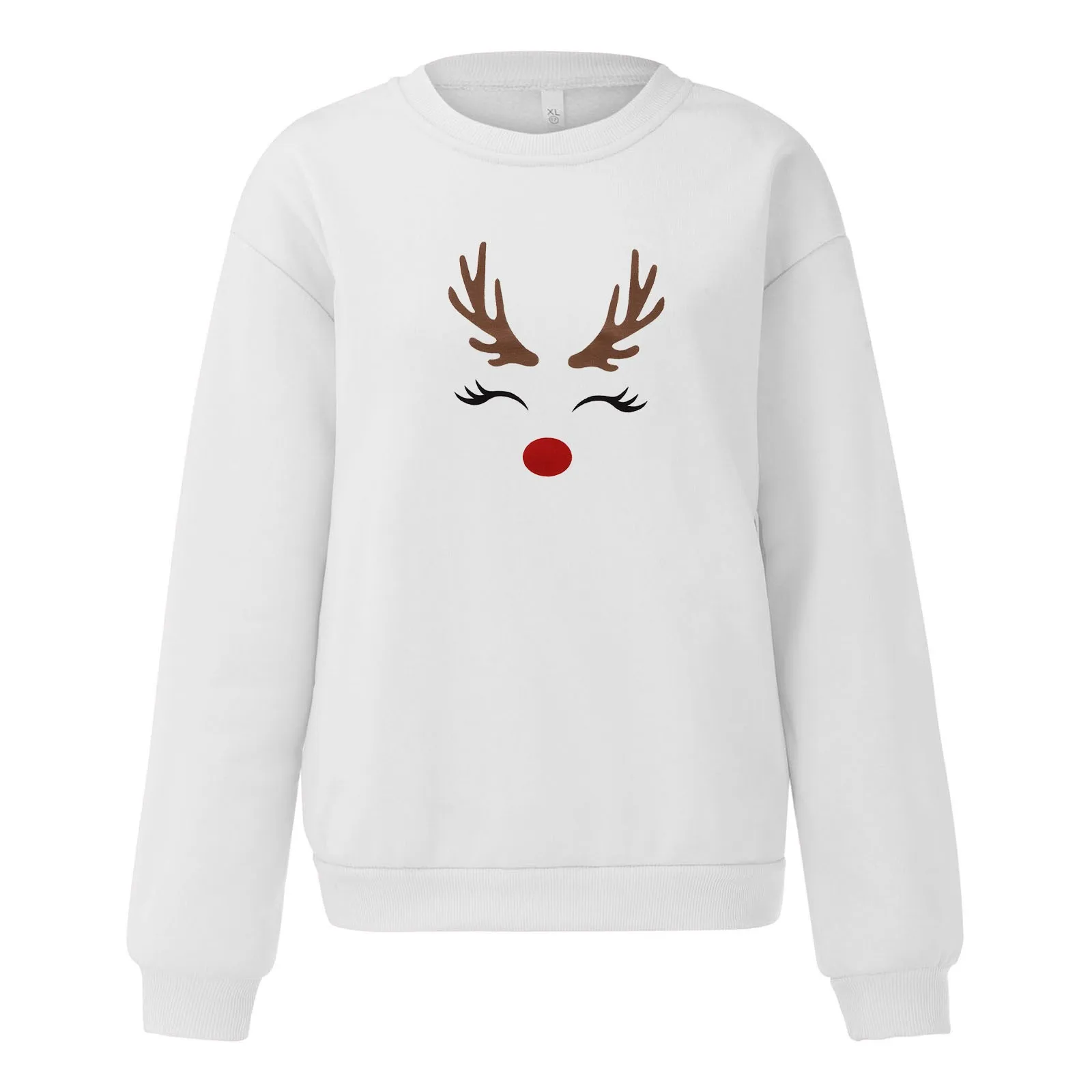 Christmas Women's Holiday Party Pullovers Fun Graphic Print Crew Neck Long Sleeve Drop Shoulder Sweatshirt Cotton Hoodie Women