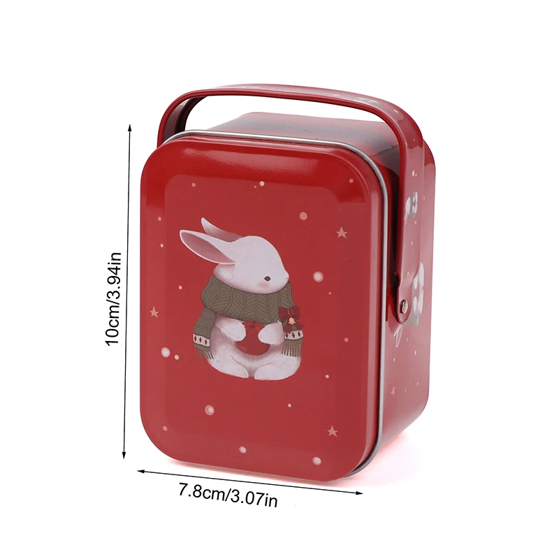 1pcs Christmas Tinplate Suitcase Candy Boxes With Handle Handheld Sweets Tins Portable Candies Holders Sugar Storage Container