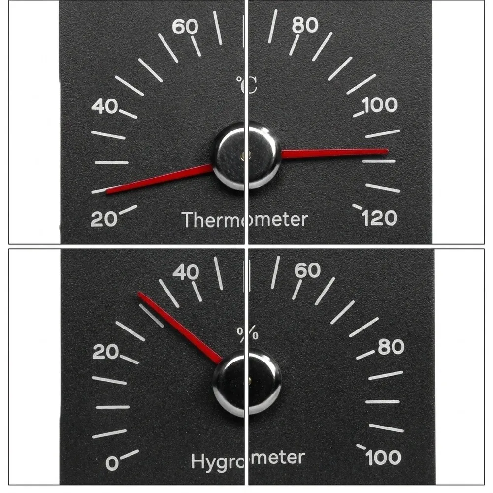 Metal Sauna Thermometer and Hygrometer for Steam Room Wall Mount Dual Display Temperature Humidity Measurement Black