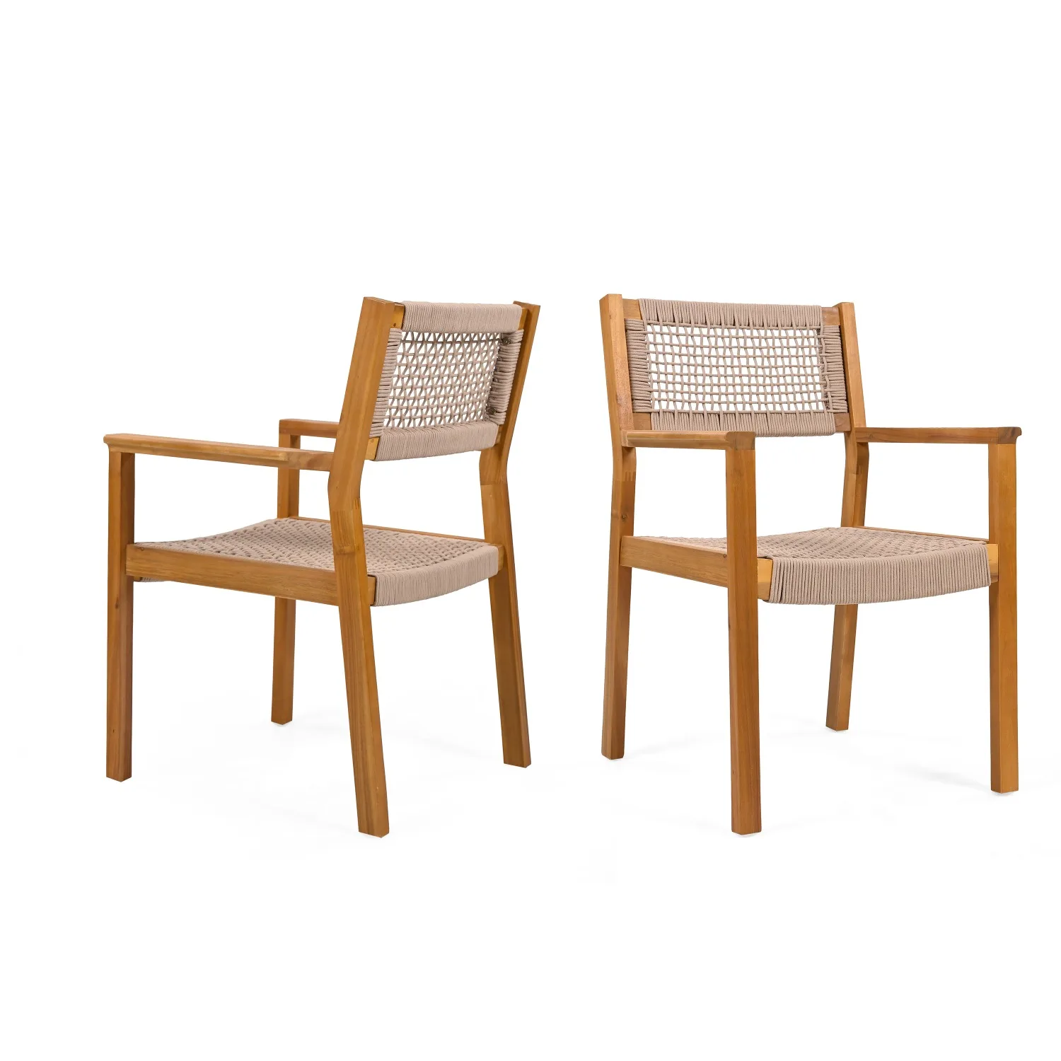 Mid-Century Solid Wood Dining Chair, Rope Woven Backrest Leisure Designer Creative Single Chair Home Study, Nordic Vintage Style