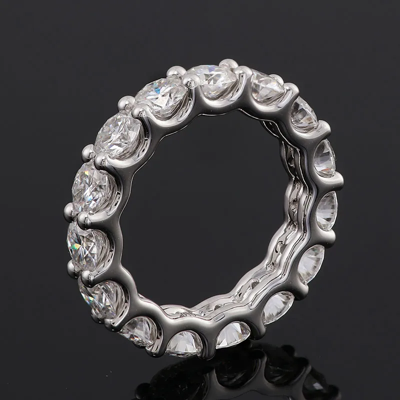 بروفانس 925 فضة الخلود الفرقة مع 4 مللي متر جولة Def Vvs مويسانيتي الماس GRA شهادة Pongs إعداد مجوهرات الأزياء