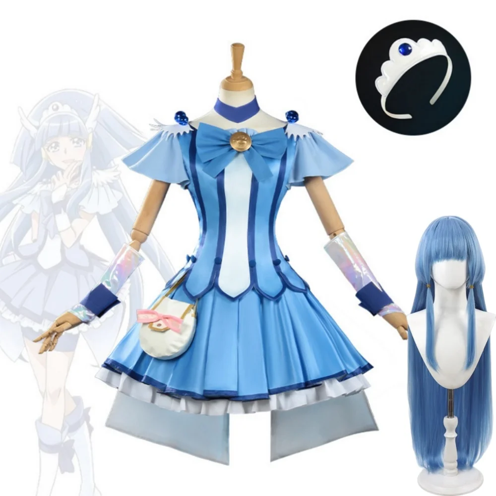 

Pretty Cure Aoki Reika Cosplay Costume Purikyua PreCure Cure Beauty Aoki Reika Top Dress Headwear Suits Halloween Christmas
