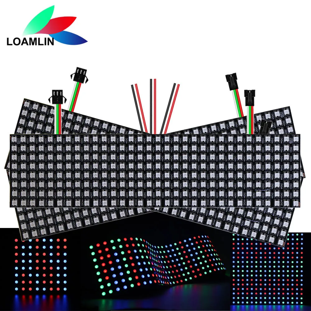 

1~5Pcs WS2812B 16X16 RGB LED Digital Flexible Individually Addressable Panel Light Strip WS2812 8X8 8X32 Module Matrix Screen 5V