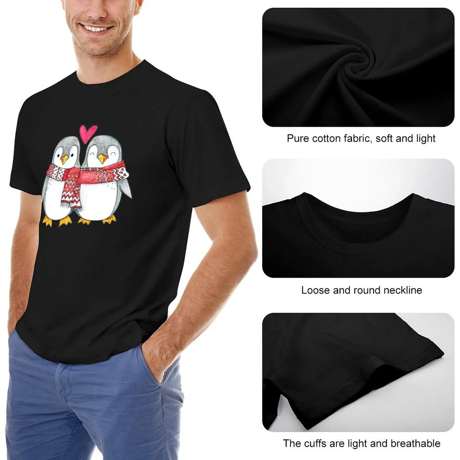 Winter Penguin Lovers Cute Christmas T-Shirt graphic shirts anime t shirts mens big and tall t shirts image 5
