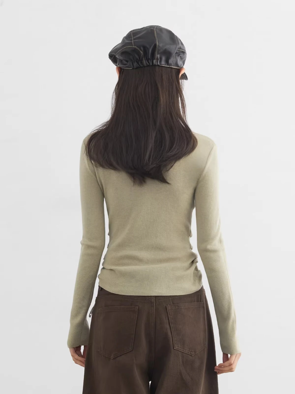 CHIC VEN Women Pullovers Korean Slim Solid Button High Neck Basic Long Sleeves Knitted Tees Lady Tops Autumn Winter New 2025