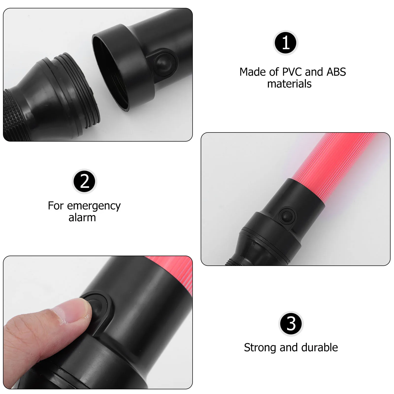 2 Pcs Traffic Light Signal Wand Safety Chargeable LED Pvc Pipe Body