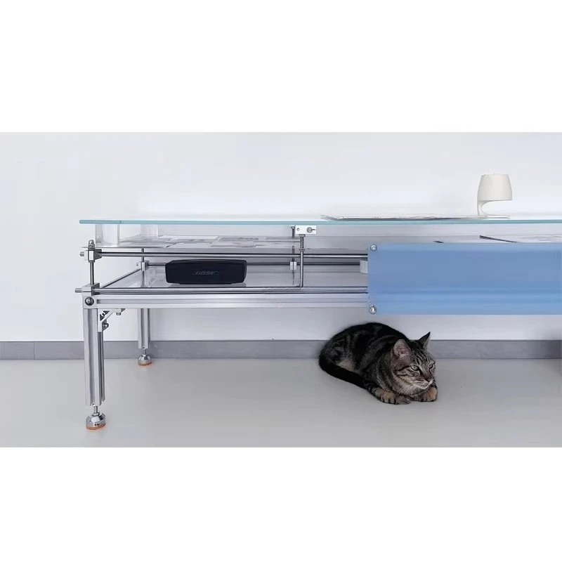 Aluminum Glass Optical Axis Cabinet Stainless Steel Optical Axis Shelf Floor to Floor Multi-layer Storage Rack