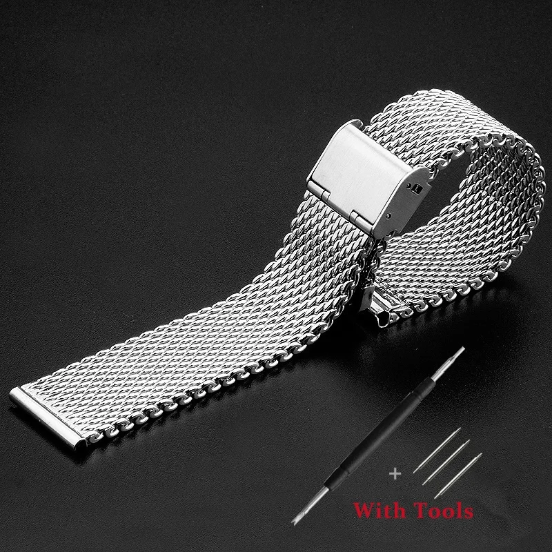 18 مللي متر 20 مللي متر 22 مللي متر 24 مللي متر 1.0 رشاقته Milanese حزام ساعة اليد مشبك ساعة معدني الفرقة ل العالمي مقاوم للماء سوار ساعة الإكسسوار