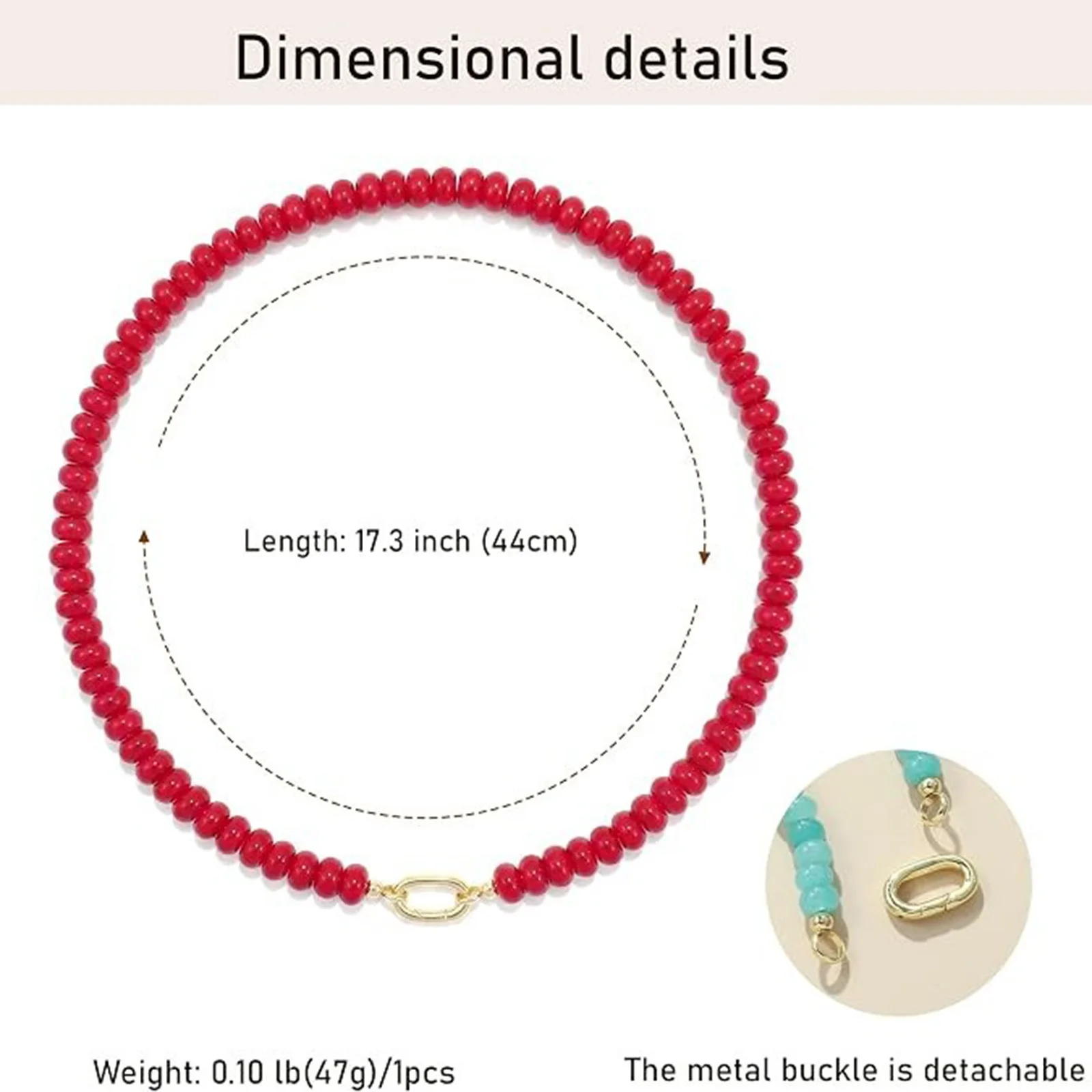 1pc Dainty Faceted Beaded Choker Necklace for Women 18K Gold Plated Brass Clasp Colorful Natural Stone Beaded Necklace Jewelry
