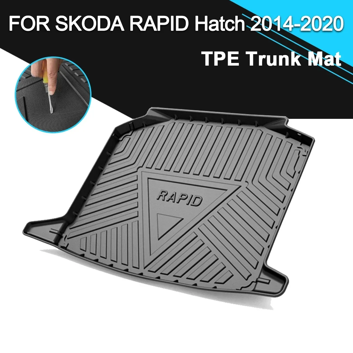 

Car Rear Trunk Cover Mat Non-Slip Waterproof Rubber TPE Cargo Liner Accessories For Skoda Rapid Hatchback 2014-2020