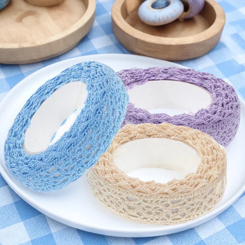 3 Rolls Scrapbook Photo Frame Lace Picture Album Tape Craft Ribbon Fabric for Scrapbooking