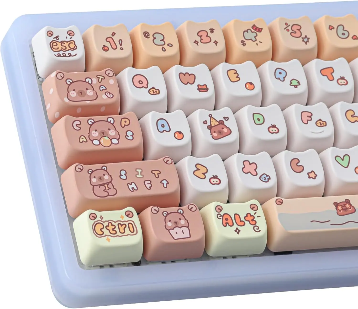 Capy-bara Keycaps PBT for Mechanical Keyboard 144 Keys Dye-Sublimation Cute Keycap Mao Profile Custom Keycaps for Cherry Gateron