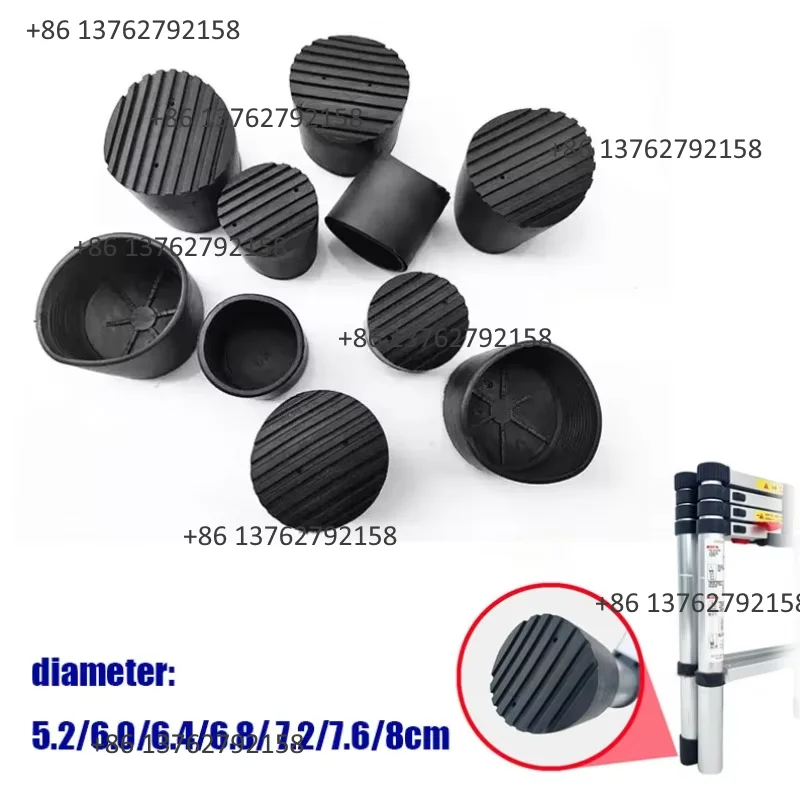 2Pcs Rubber Non-slip Round Feet Boots Telescopic Ladder Foot Cover Extend Ladder Replacement Protective Spare Parts